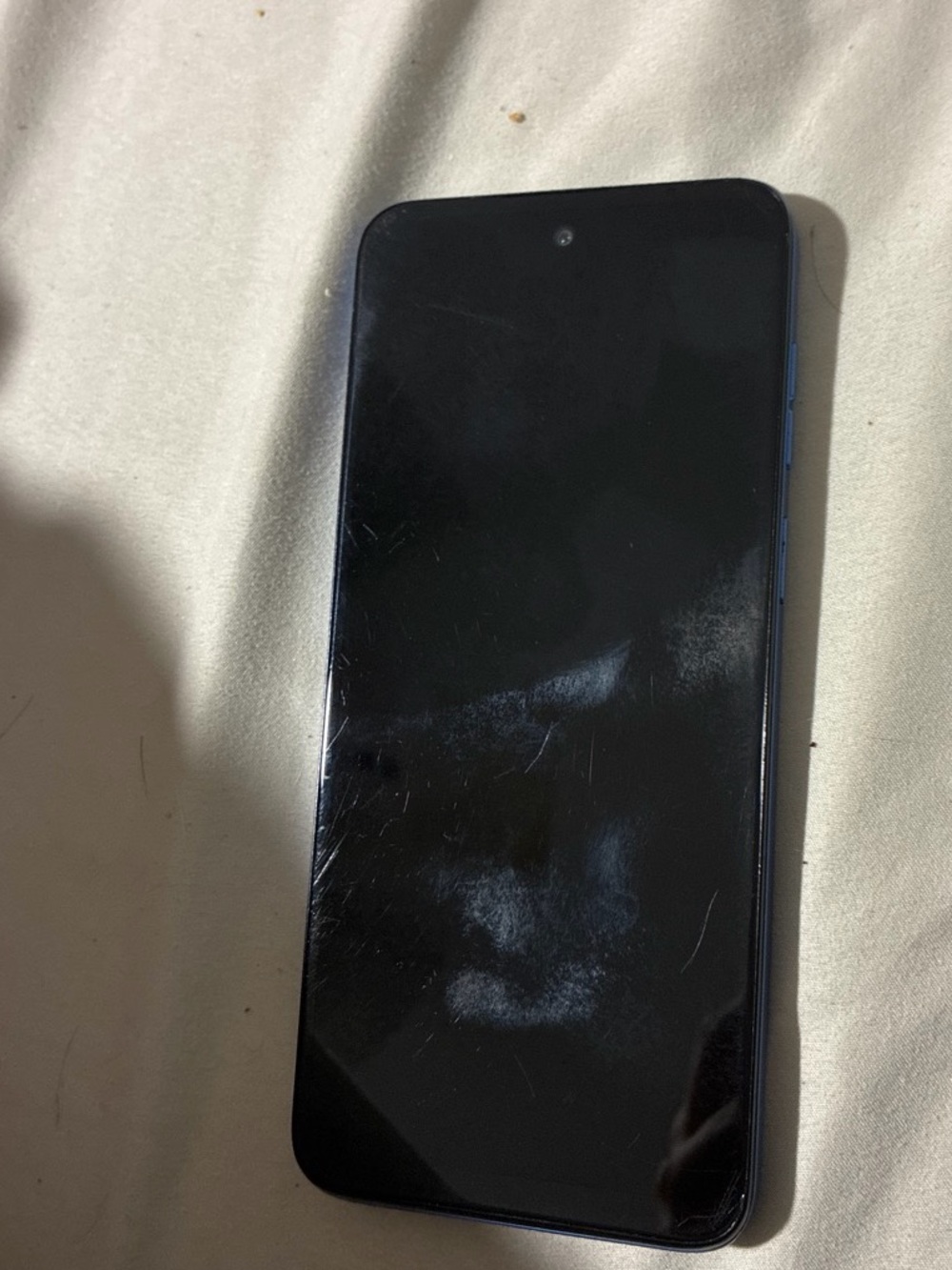 Motorola Black Smartphone with Blue Side Accents